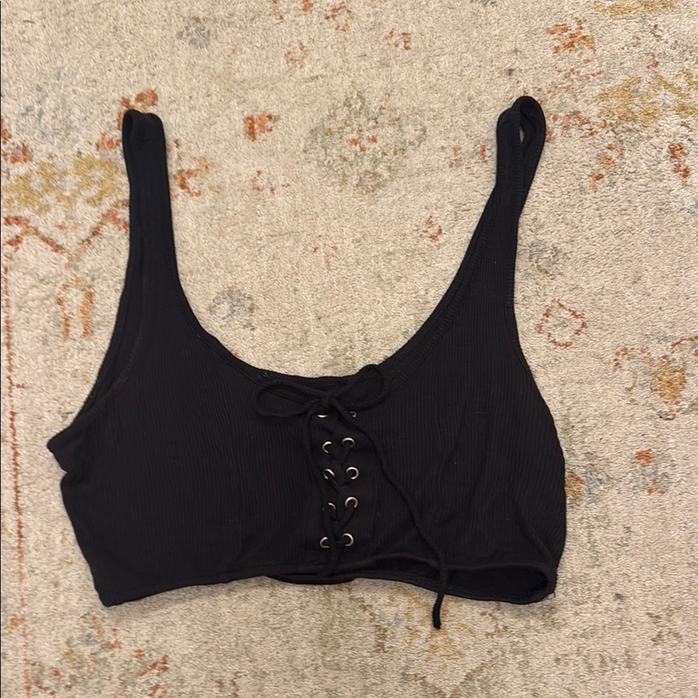 Kendall & Kylie Black Tie Crop Top